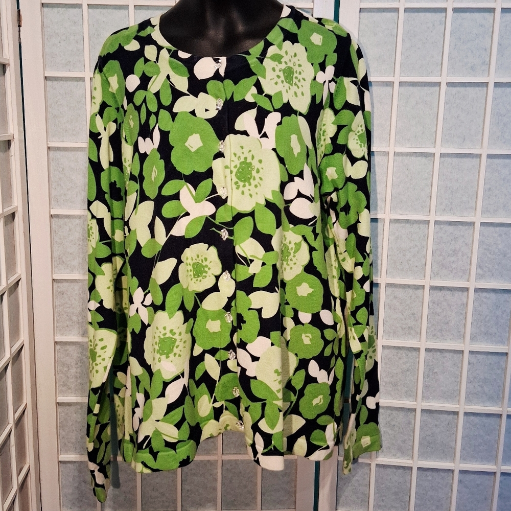 Charter Club Vibrant Green Cardigan Sweater 6276